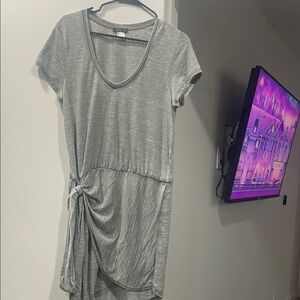 VENUS Light Gray Mini Dress with Side Knot